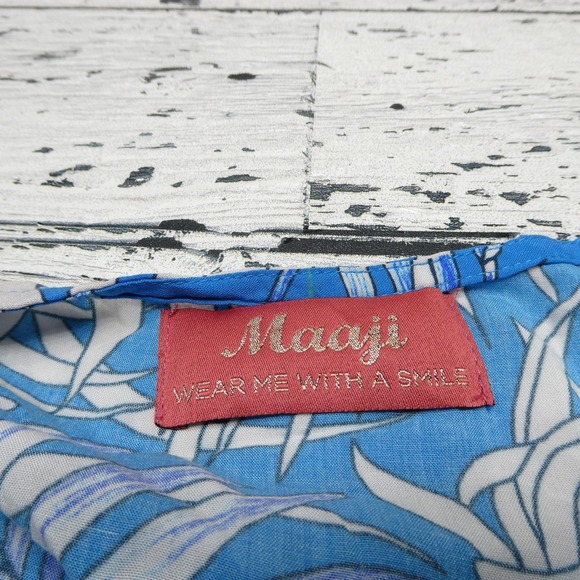 Maaji Dress Womens Medium Maaw Sail Away Short Wrap Leaf Print Viscose - Picture 2 of 5